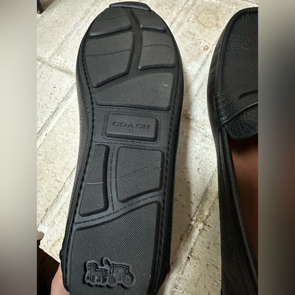 New Mens Coach Luca Drivers Loafers Dress Shoes Black Pebbled Leather 11 Slip On - Picture 5 of 5